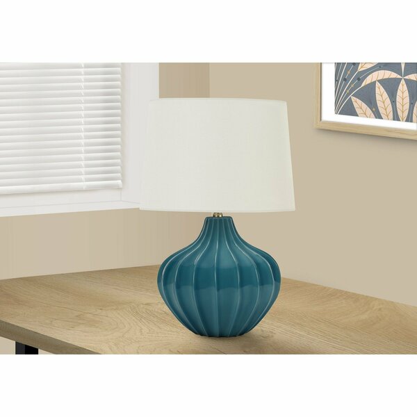 Monarch Specialties Lighting, 24 in.H, Table Lamp, Blue Ceramic, Ivory / Cream Shade, Transitional I 9612